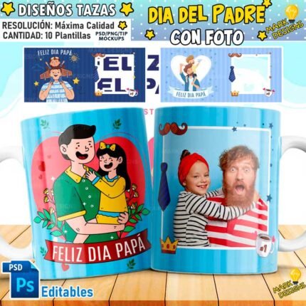 Plantillas Día del Padre con foto para Tazas