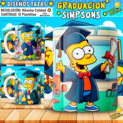 Plantillas Simpsons de graduación para Tazas