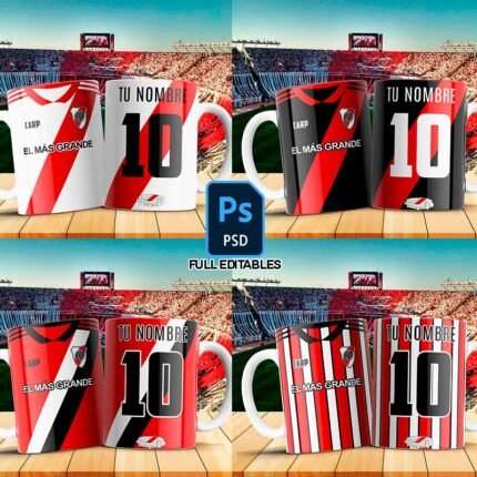 plantilla de river tipo camiseta para tazas