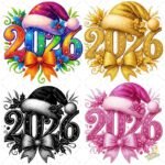 4 imágenes PNG 2026 para Impresión Pack Multicolor