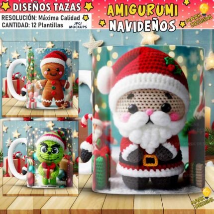 Amigurumi navideños para tazas
