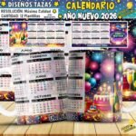 Calendario Año nuevo 2026 para tazas