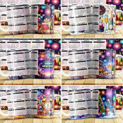 Calendario Año nuevo 2026 para tazas