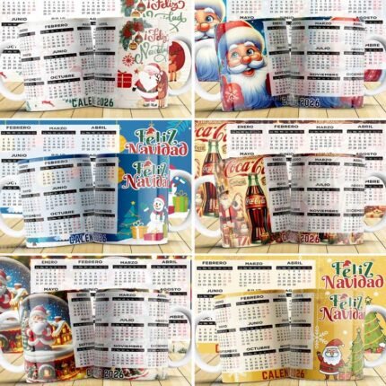 Calendario Navideño 2026 para tazas