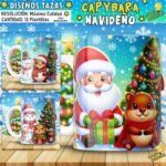 Plantillas Capybaras Navideños para Tazas