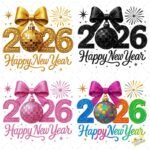 4 Diseños Happy New Year 2026 PNG para Sublimación