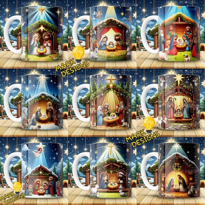 Plantillas Nacimiento Navideño para Tazas