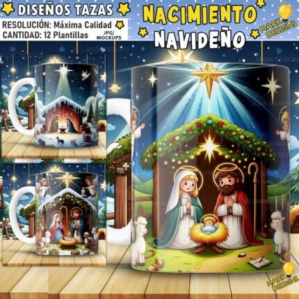 Plantillas Nacimiento Navideño para Tazas