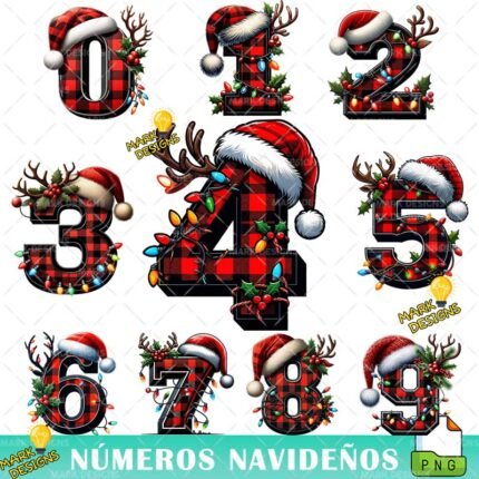 Números Navideños en Png