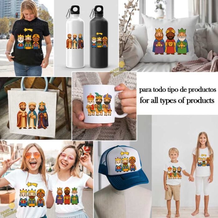 4 Diseños Reyes Magos para Sublimación en PNG