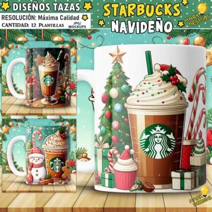 Plantillas Starbucks Navidad para Tazas