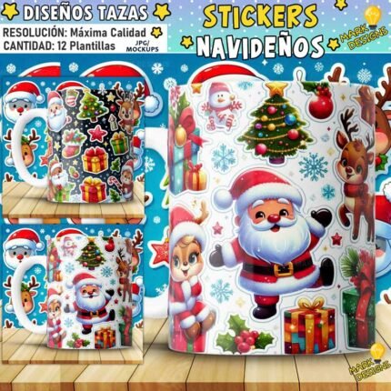 Diseños Stickers Navideños para tazas