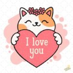 I love you cat PNG ai