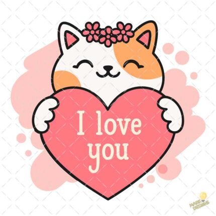 I love you cat PNG ai