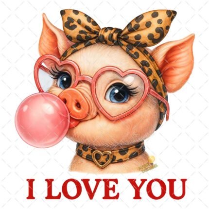 Cerdito i love you PNG