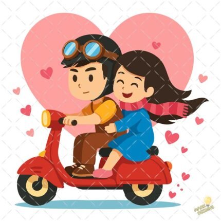 Pareja romántica en moto PNG ai
