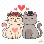 Gatos recién casados PNG ai