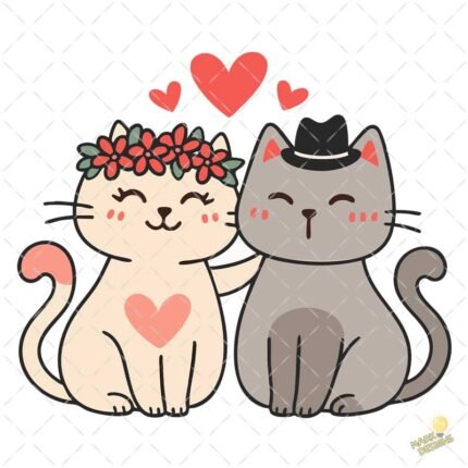 Gatos recién casados PNG ai