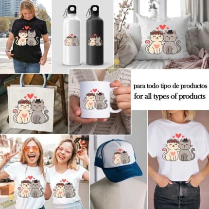 Gatos recién casados PNG ai