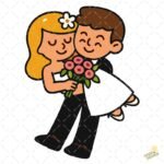 Dibujo recién casados PNG ai