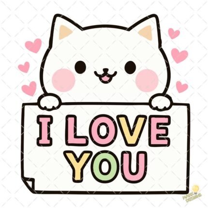 Gato I love you PNG ai