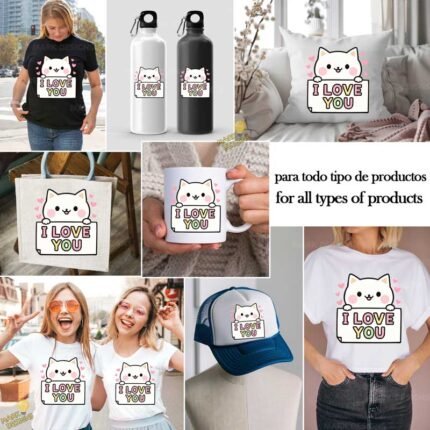Gato I love you PNG ai