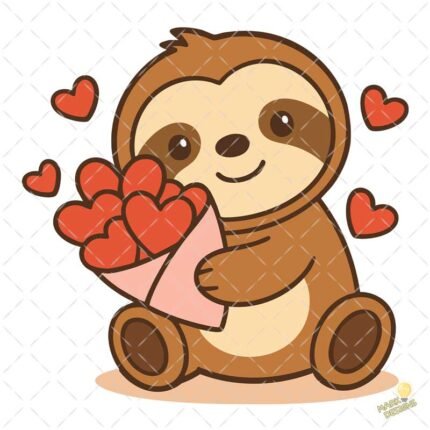 Perezoso san Valentín PNG ai