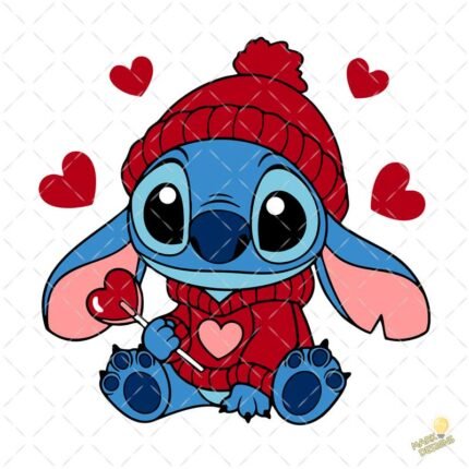 Stitch San Valentín PNG ai