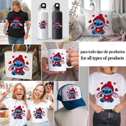 Stitch San Valentín PNG ai
