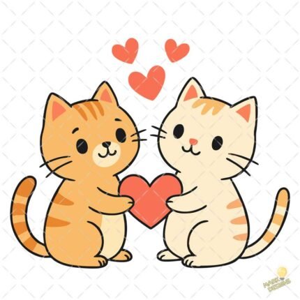 Pareja cat love you PNG ai