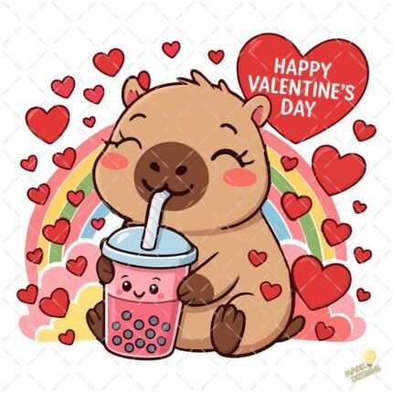 Capybara Valentines Day PNG ai