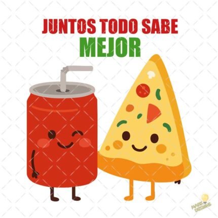 Coca y pizza PNG ai