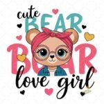 Cute bear love girl PNG