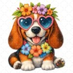 Perro Flores Amor PNG