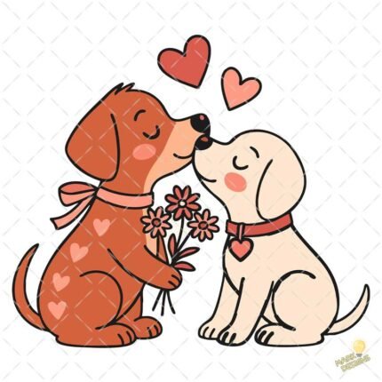 Pareja perros san Valentín PNG ai