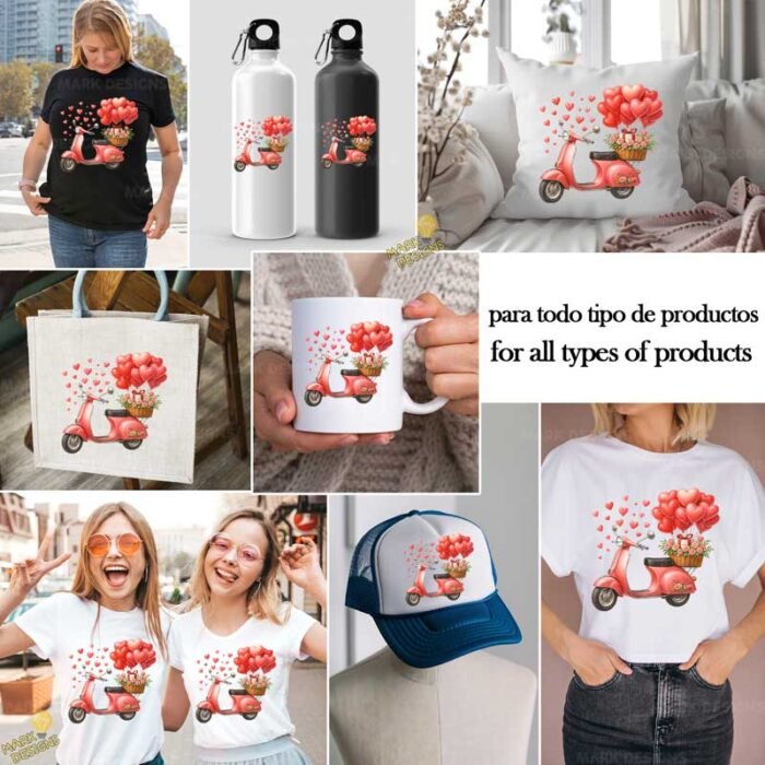 Moto rosa San Valentín PNG