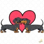 Perros salchicha enamorados PNG ai