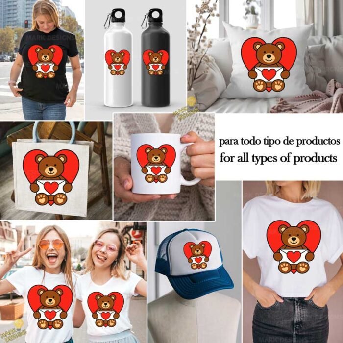 Oso regalo San Valentín PNG ai