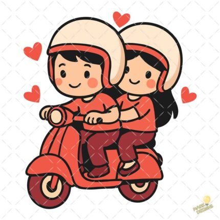 Pareja en moto PNG ai
