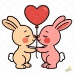 Pareja conejos enamorados PNG ai