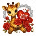 Jirafa I love you PNG