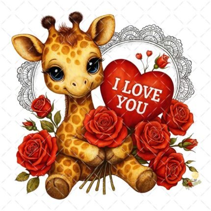 Jirafa I love you PNG