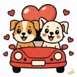 Pareja cachorros enamorados PNG ai