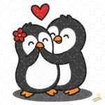 Pareja pingüinos enamorados PNG ai