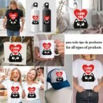 Gato negro love PNG ai