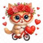 Gato Bicicleta San Valentín PNG