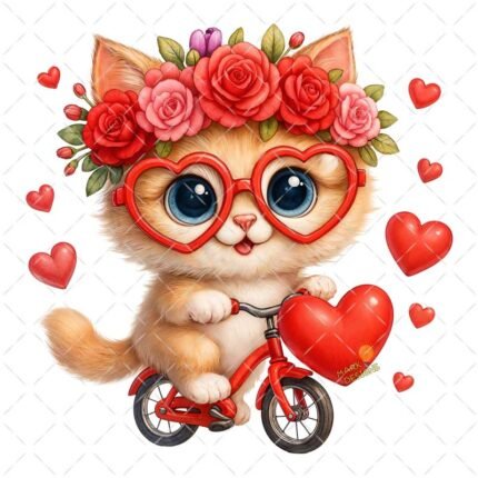 Gato Bicicleta San Valentín PNG