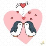 Pareja de pingüinos enamorados PNG ai