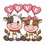 Pareja Vaca Love PNG