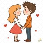 Dibujo pareja enamorados PNG ai